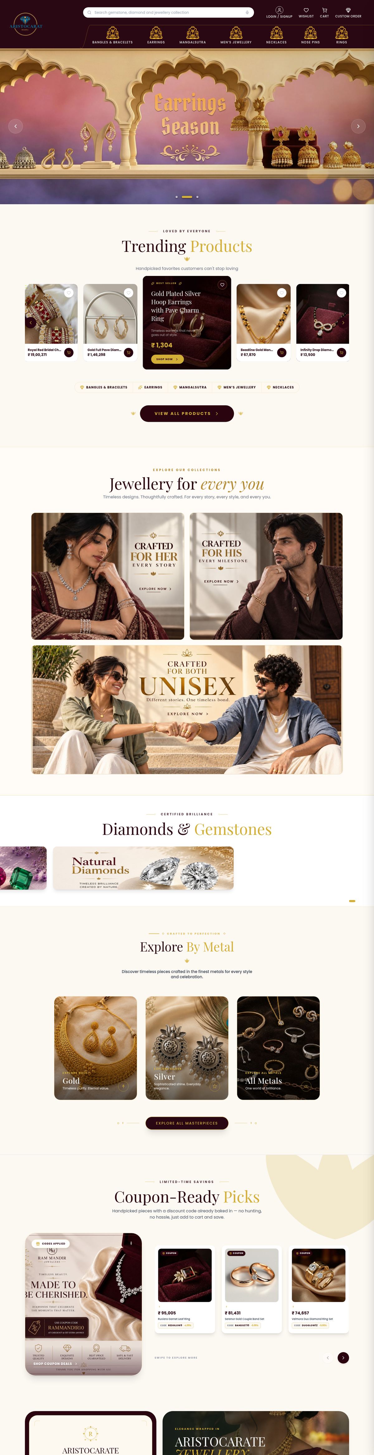 Aristocarat Jewelry website